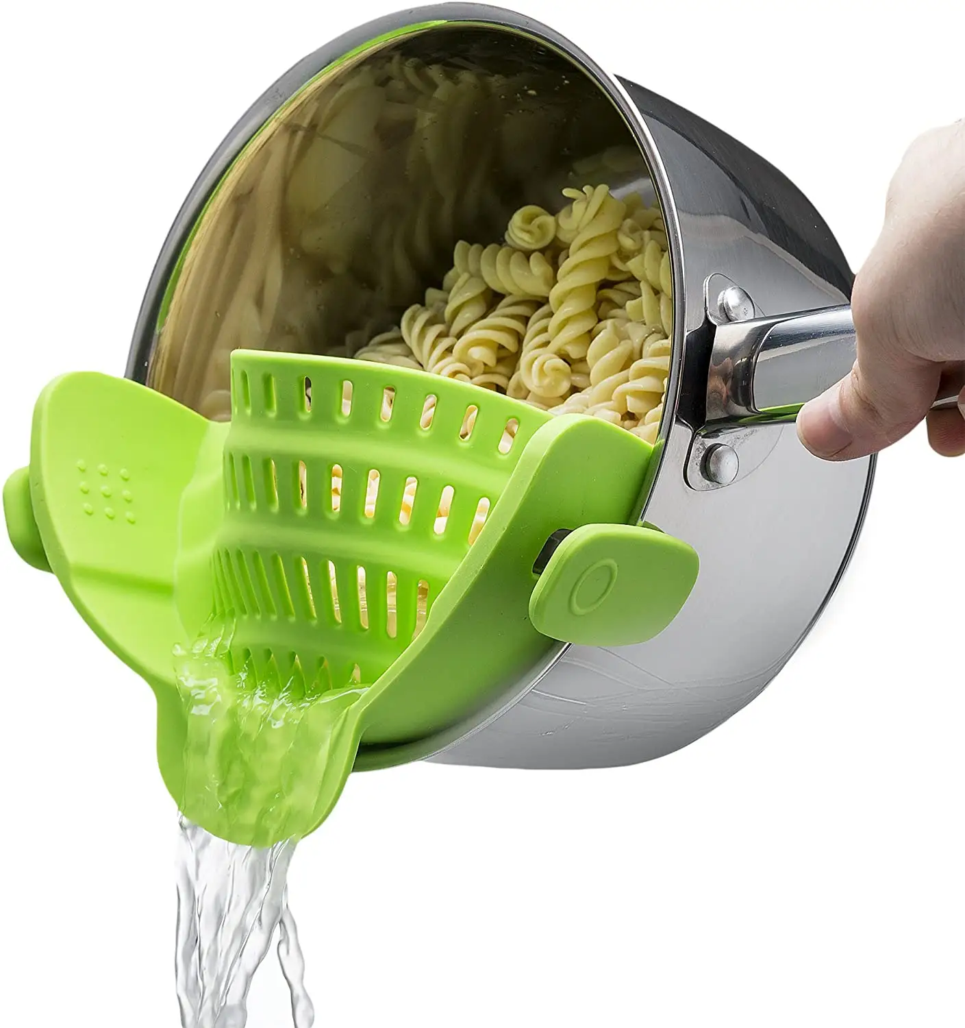 2021 Amazon hot sale Heat Resistant Silicone Strainer Snap Clip on Kitchen Pot Food Strainer for Pans Bowls