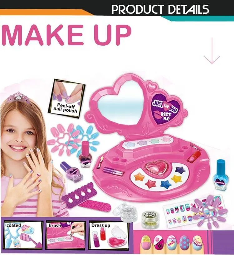 Высококачественный набор для макияжа в форме сердца, коробки для макияжа с зеркалом, подарок для девочки