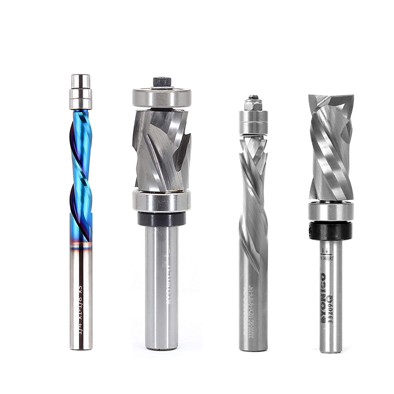 1/2 shank flush trim compression router bit for composite material 1/4 compression milling cutter wood spiral top bearing bit