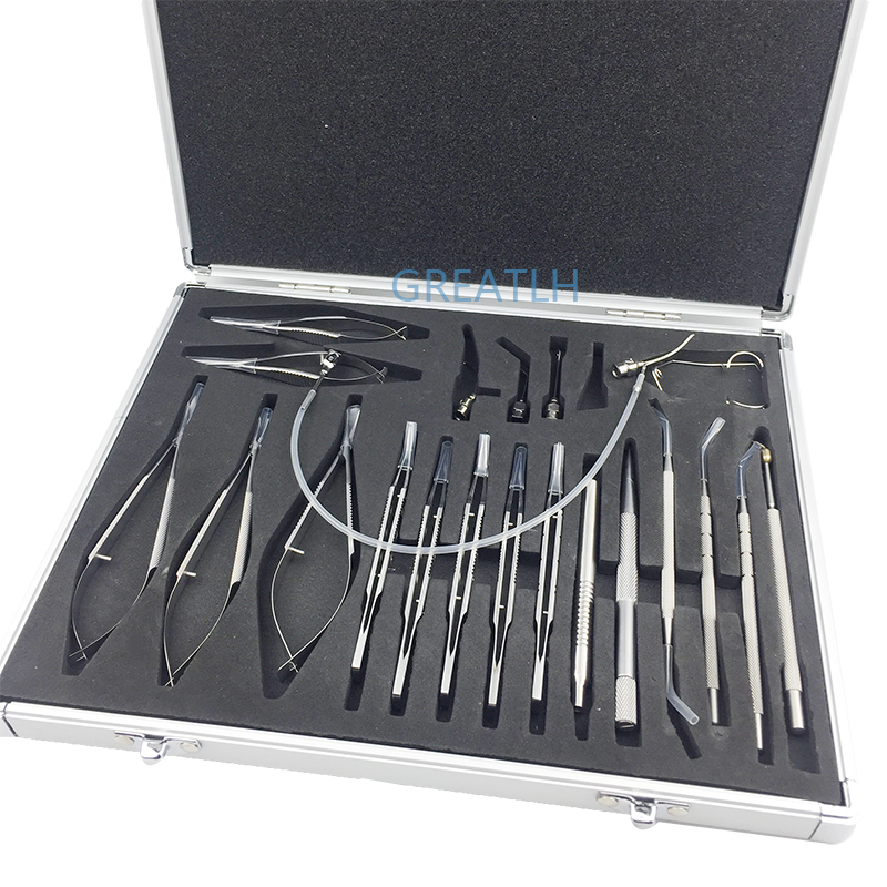 21pcs instrument Stainless Steel Without Case Medical Plastic Tweezer Ophthalmic Cataract Set Medical surgical Forceps Tools