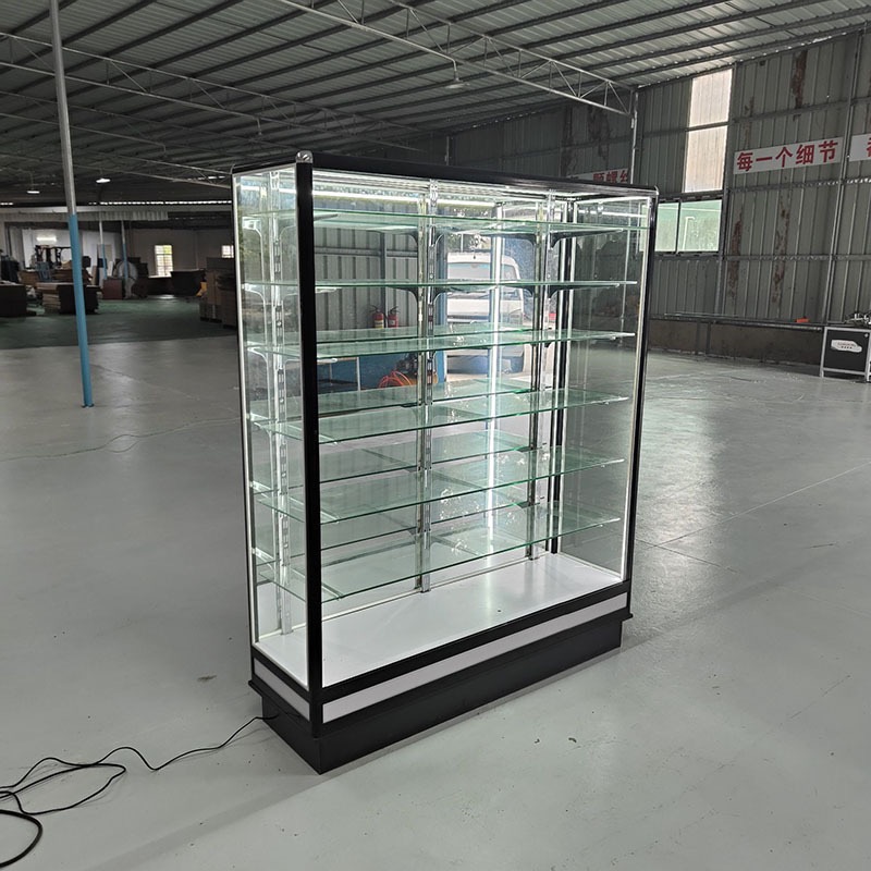 Smoke Shop Display Case Glass Retail Boutique Display Cabinet Cigars Phone Showcase With LED Light Full Vision Display Show Case