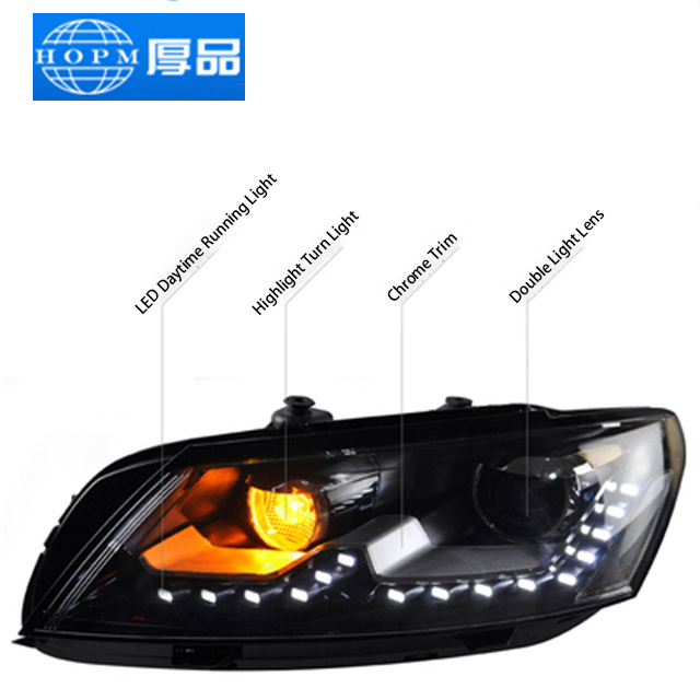 Q5 Double light lens tuning lights 15pcs LED Tears Smart Daytime Running Light For Car Auto Passat 2011-2015