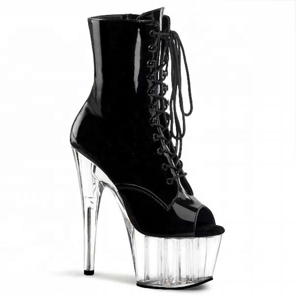Sexy nightclub pole dancing performance low ankle boots 15 cm before strap ultra high heel thin crystal waterproof platform
