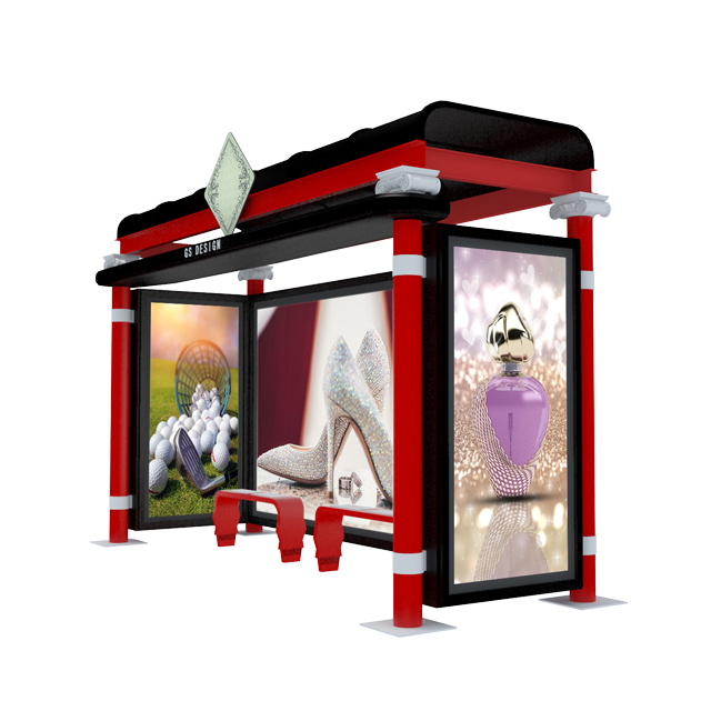 High Quality Advertising Stainless Steel Prefab Equipment Bench Bus Stop Shelter