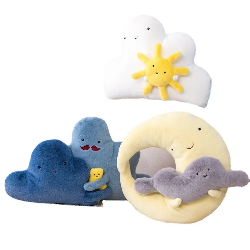 Wholesale Yellow White Blue 50cm-70cm Cartoon Cushion Ins Cloud Moon Star Raindrop Plush Pillow Soft Cloud Plush Toy