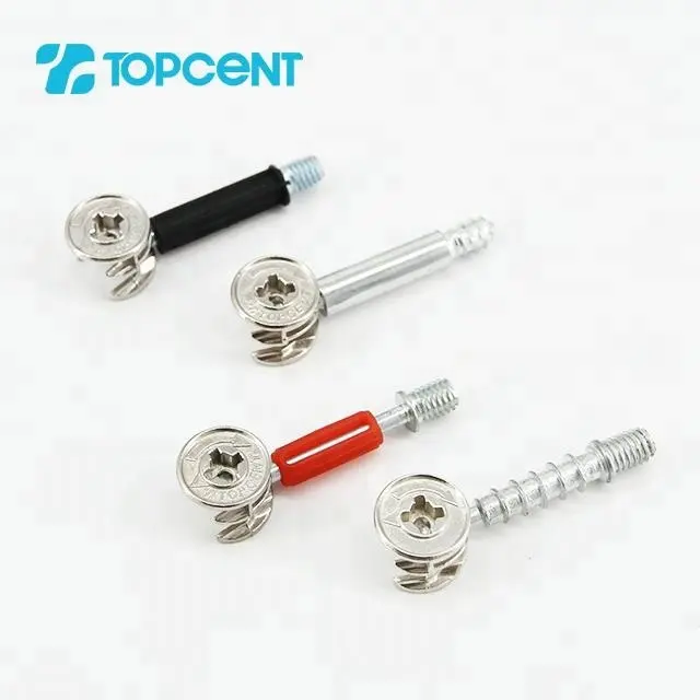 TOPCENT Furniture Hardware cabinet connector fitting 32/35/40mm Fixing Cam Lock Screws Bolt Fitting Screw Cam