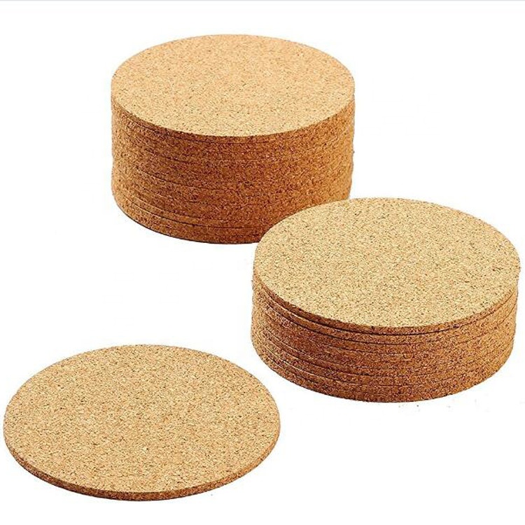 Protective Water Absorbent Cheap Natural Custom Logo Round Shape Blank Cup Drinking Cork Coaster for Home Decoration
