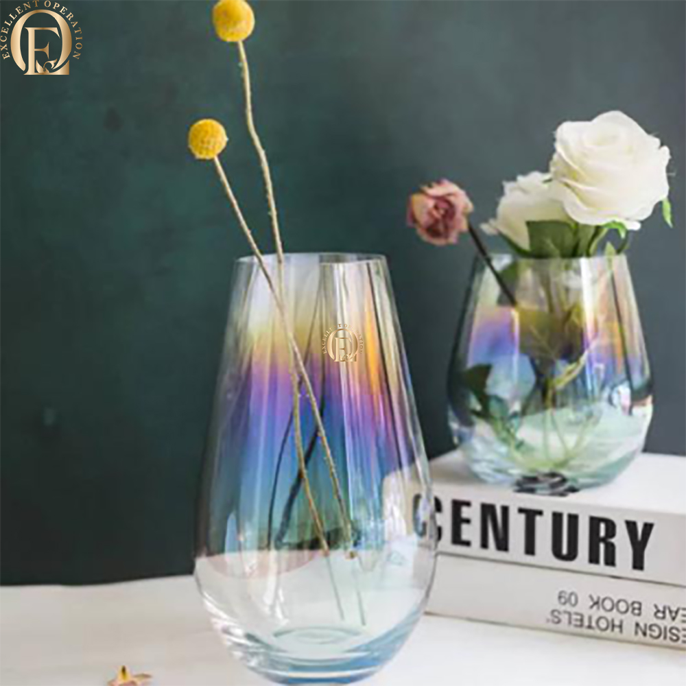 Wholesale Table Glass Vase Electroplating Color Lead-free Crystal Wedding