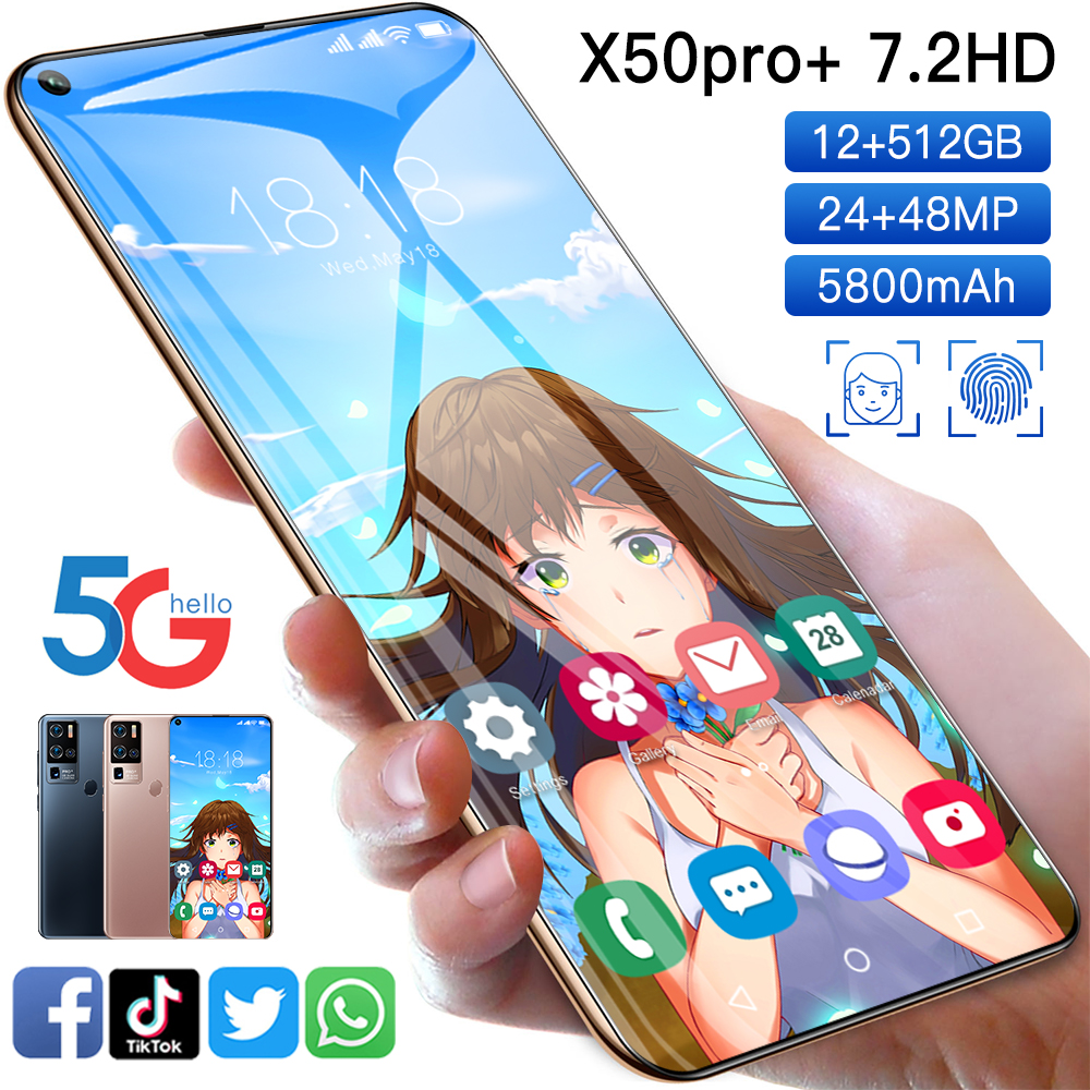 Смартфон MTK6889 5G LTE, 7,2 дюйма, 24 МП, 48 МП, 12 + 512 ГБ