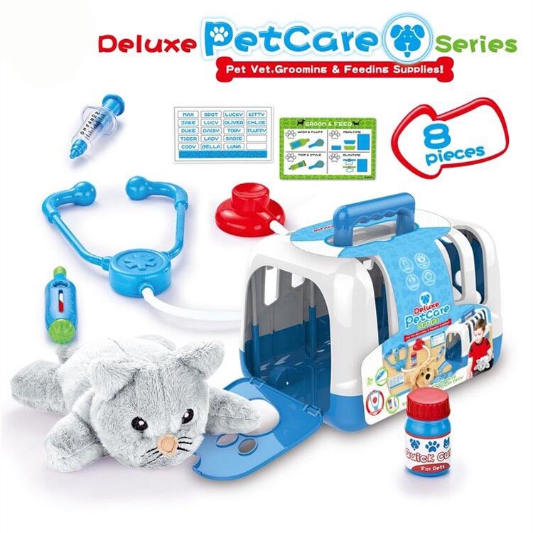 Kids pet vet care set toy 8PCS plastic pet doctor kit for kids