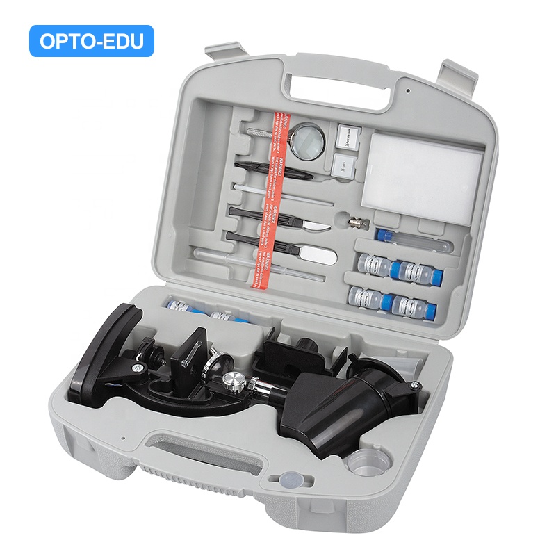 Детский набор биологического металлического микроскопа OPTO-EDU A11.1504 400X; Детский образовательный набор микроскопа