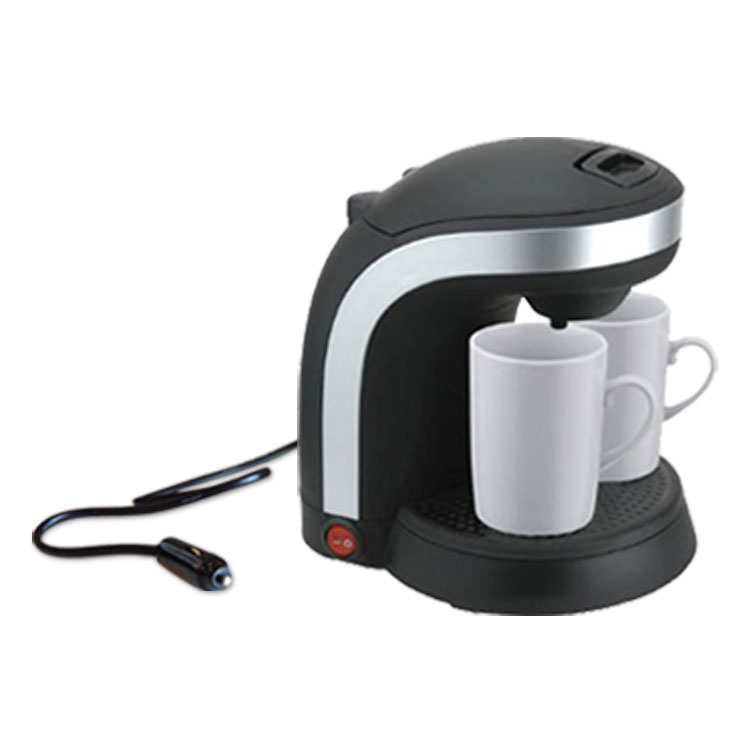 12V Electric Coffee Maker with Two Ceramic Cups 0.3LTR Plug in Portable 135/250W Car Camping