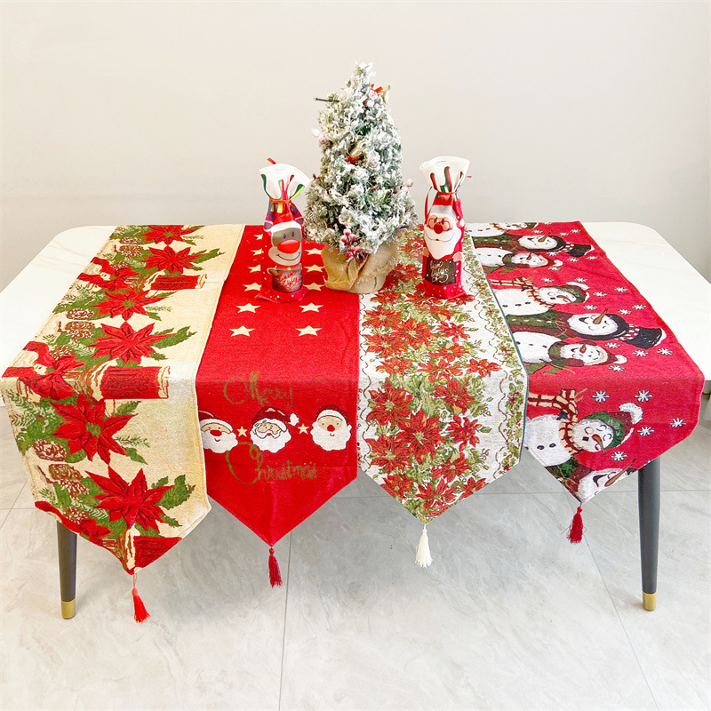 Cheap Dinner Christmas Table Chrisymas Decorations Santa Cotton Table Runner