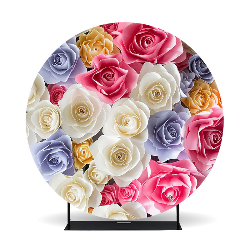 Custom Printing Circle Round Wedding Event Backdrop Stand Portable Aluminum Frame Tension Fabric Party Decoration Backdrop