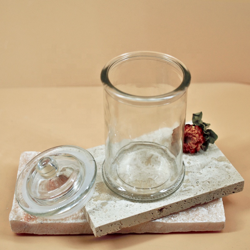 Round Shaped Storage Glass Food Cookie Jar with Glass Lid