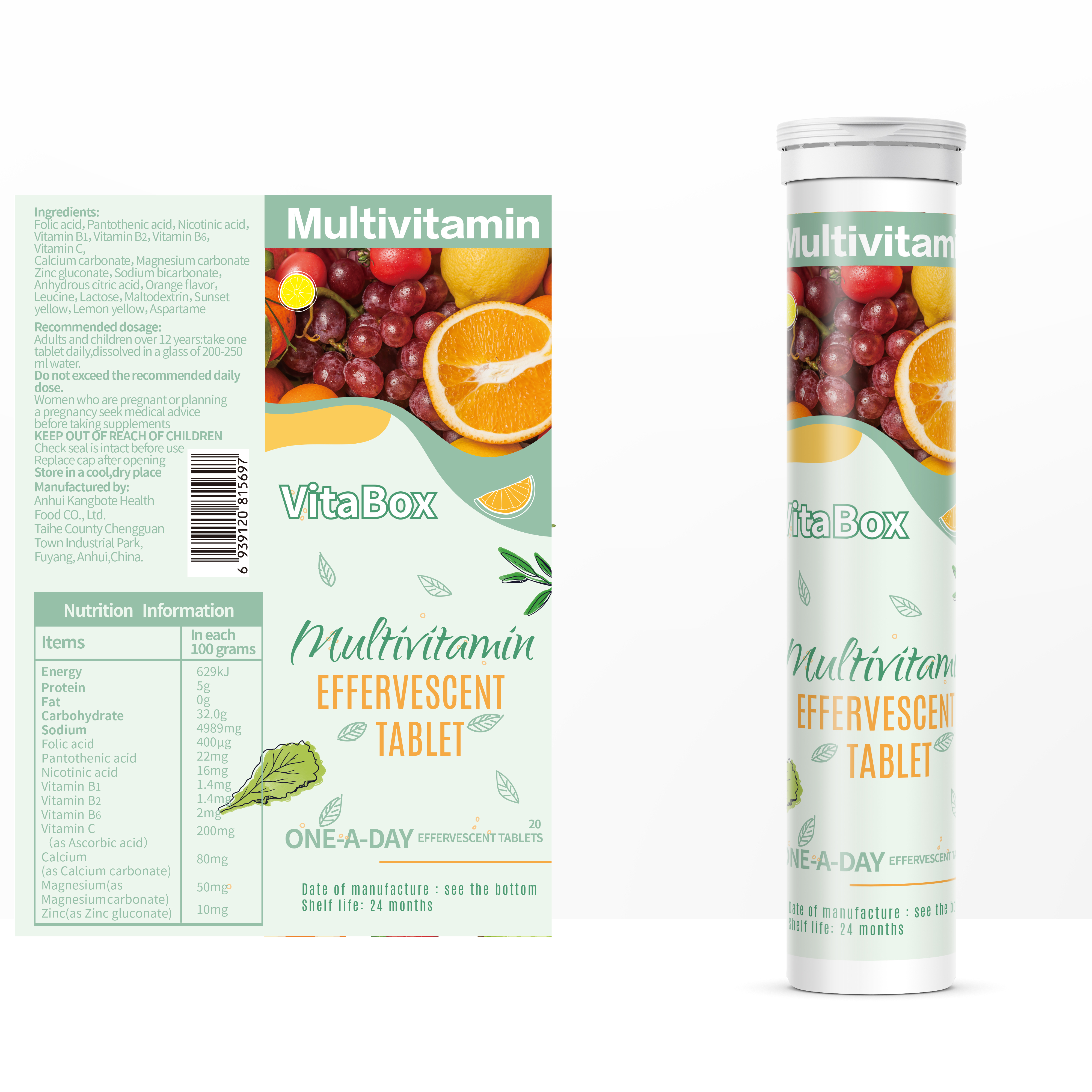 Factory Multivitamin Tablet Vitamin c 500mg 1000 mg plus Zinc Effervescent Tablet OEM Supplier