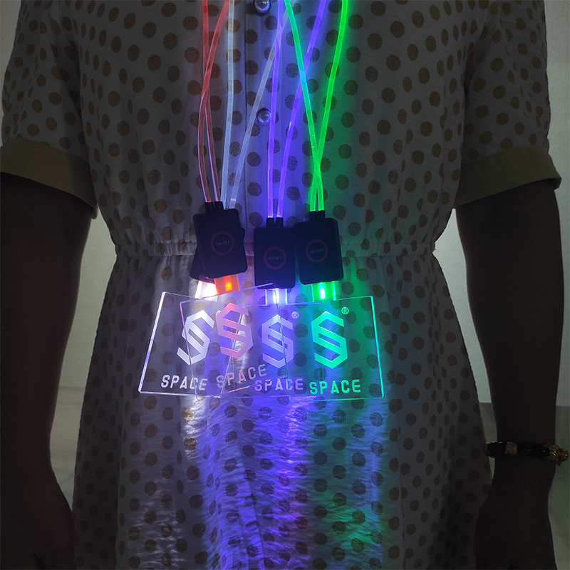 Flashing ID Badge Neck Necklace Lanyards Acrylic LED Luminous Badge Lanyards