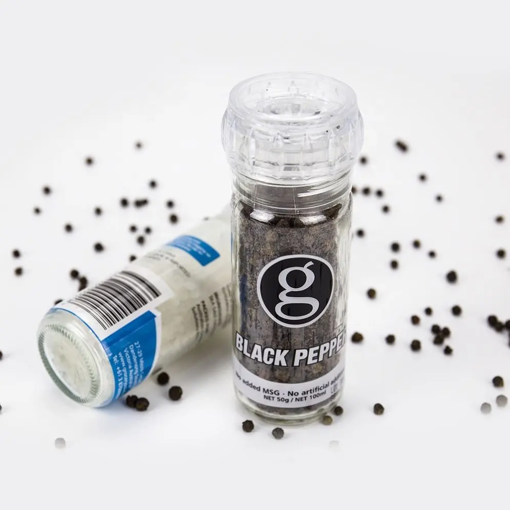 100Ml Clear And Black Plastic Salt Pepper Grinders Wood Spice Shaker