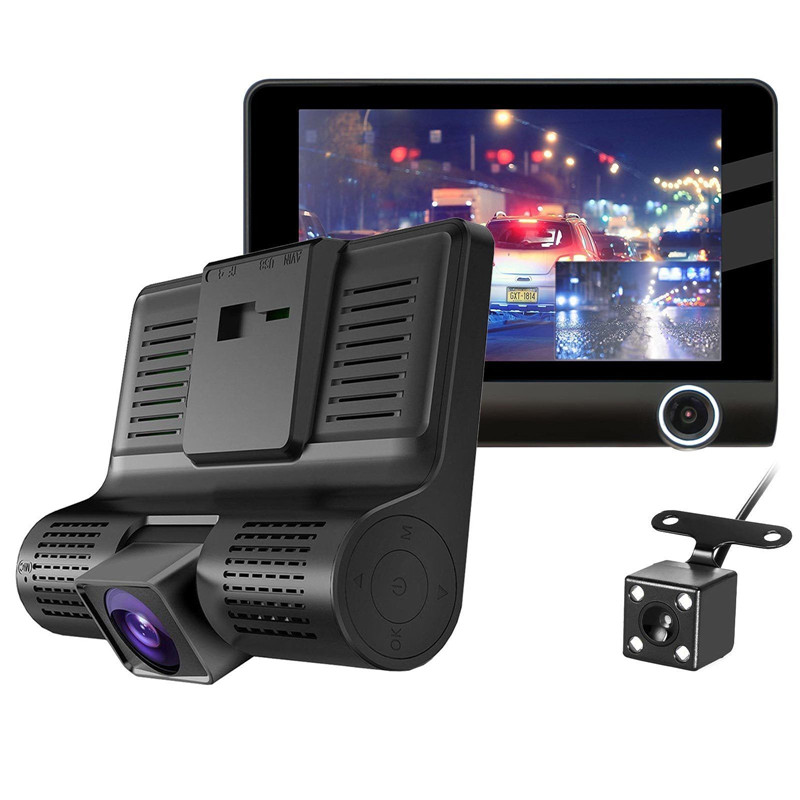 Best Simultaneous recording Three Cameras 4.0 inch dual Lens car DVR T319 FHD 1080P car dvr video recorder night vision dash cam