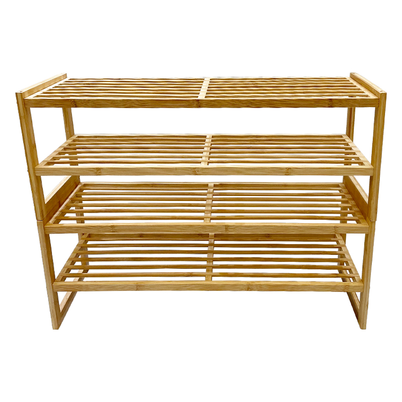 Freestanding Natural 2 Tier Bamboo Shoe Shelf