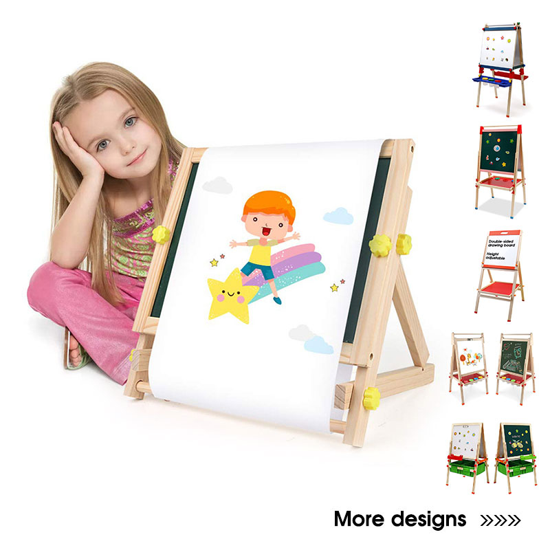 Wholesale custom children adjustable wooden white/black drawing board mini easel wooden painting graffiti art easel for kids