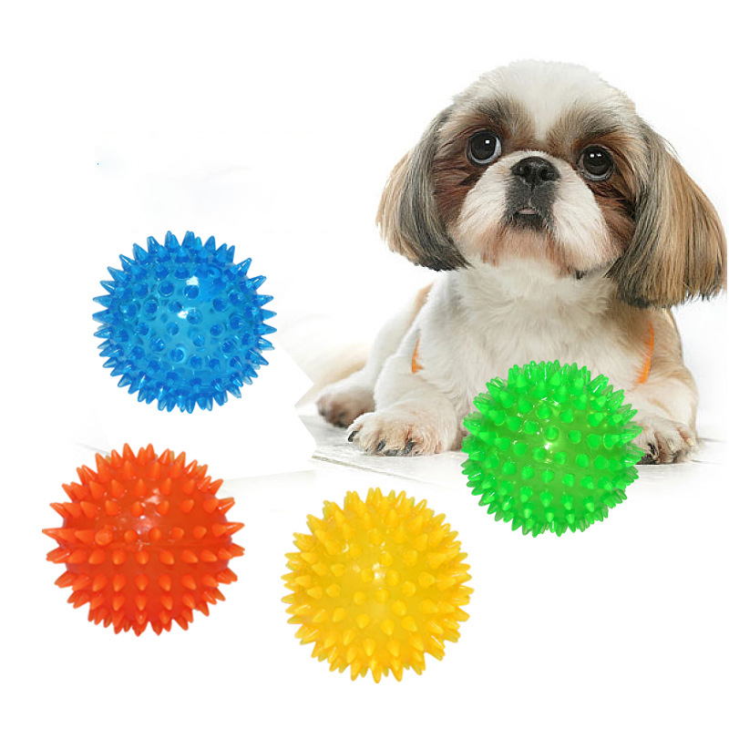 Tpr Rubber 4 Colors Chew Interactive Playing Squeaking Cat Dog Pet Ball Toys For Molars