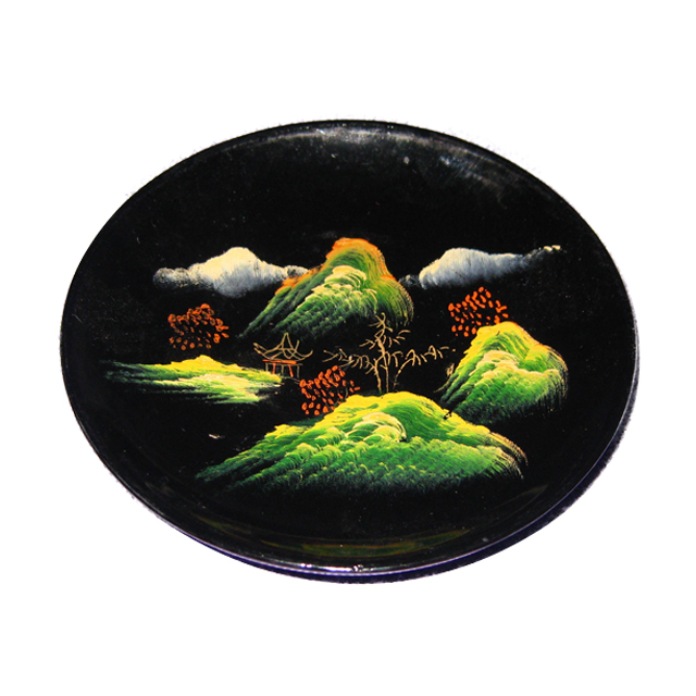 lrreplaceable Idyllic Scenery Lacquerware Plate Handcraft Made Plates Luxury Tableware as Souvenir Gift