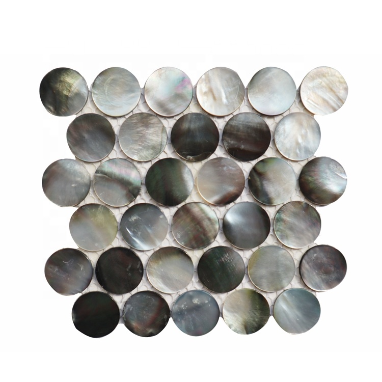 Sell high-end dark natural round TV background indoor background mother-of-pearl Mosaic wall tiles for mirror