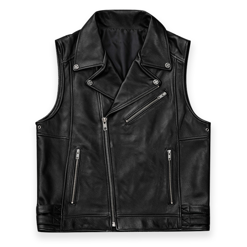 Men Biker Retro Waistcoat Male Punk Sleeveless motorcycle vest Genuine leather vest