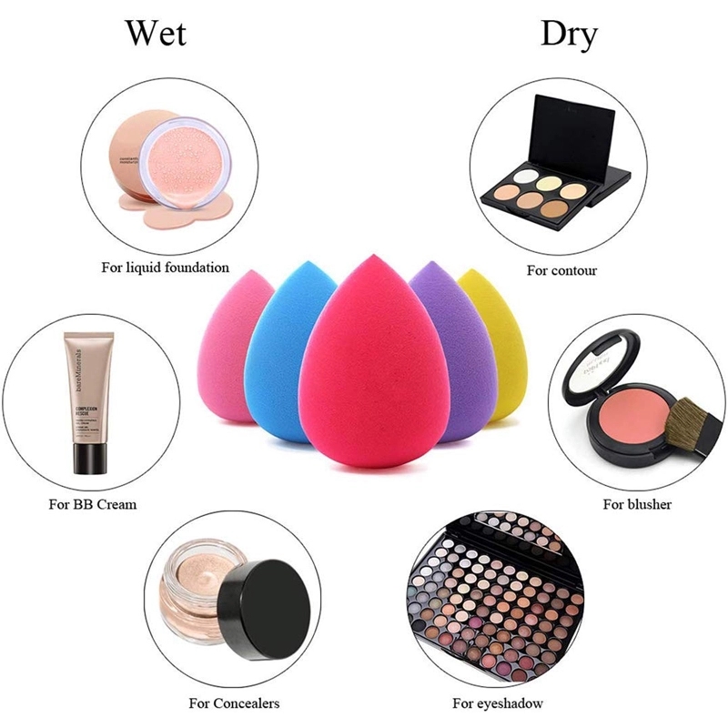 8 In 1 Microfiber Puff Foundation Powder Smooth Cream Multi Shape Water Face Beauty Makeup Sponge Blender