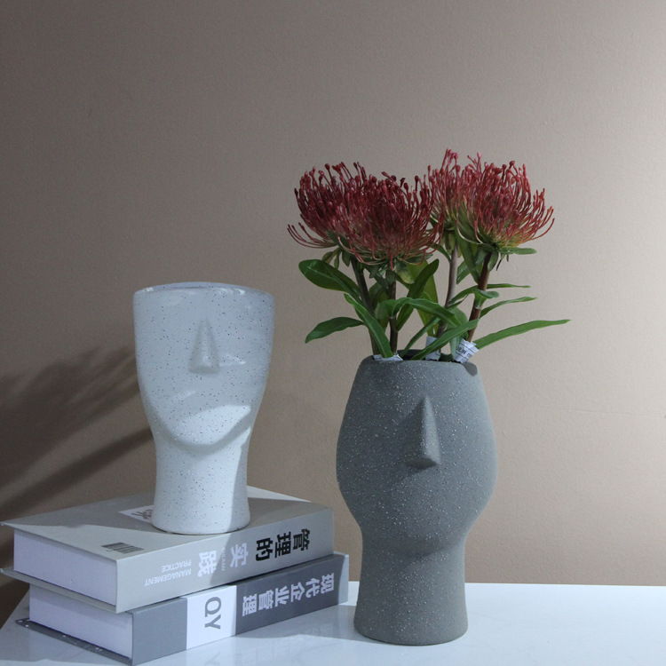Wholesale Antique French Home Decor Simple Style Keramik Vasen Dekoration Elegant Nordic Ceramic Sclupting Face Vase