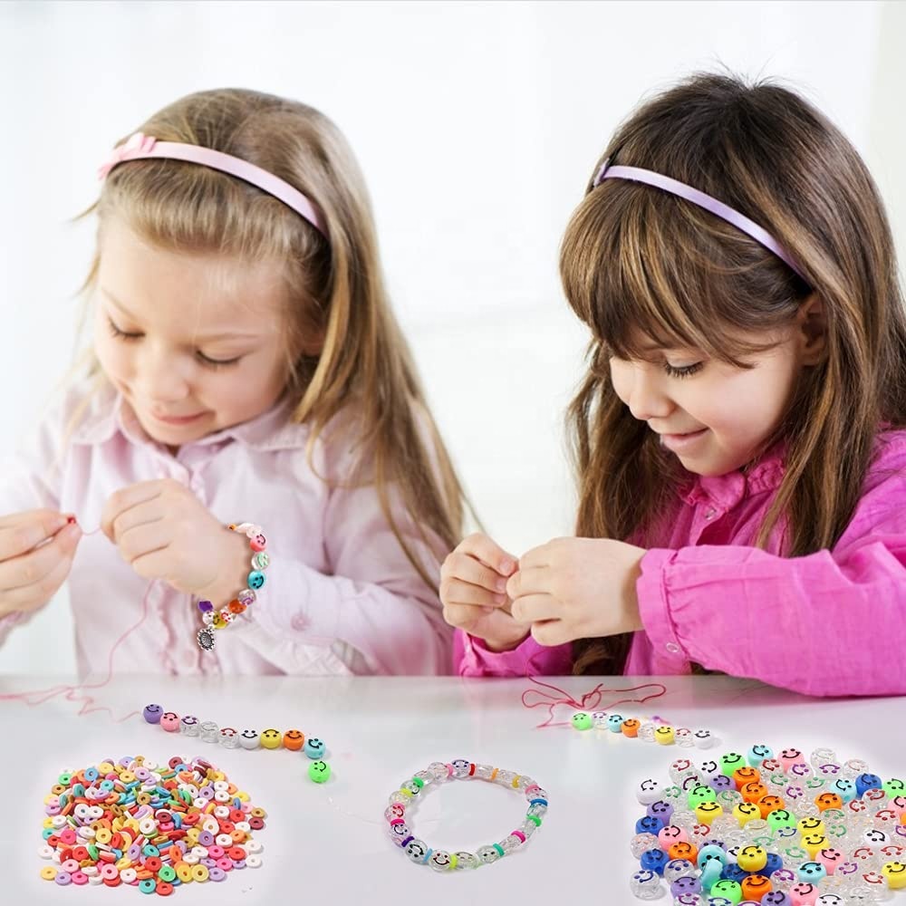 100pcs/bag Colorful Flower Cartoon Animal Fruit Smiley Face Beads Diy Polymer Clay Beads For Bracelet Necklace Jewelry Making