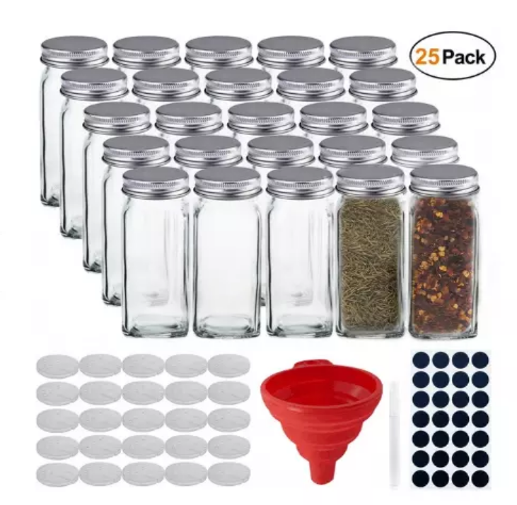 4oz 6oz 8oz прозрачная квадратная стеклянная банка для специй для солевого перца с крышкой