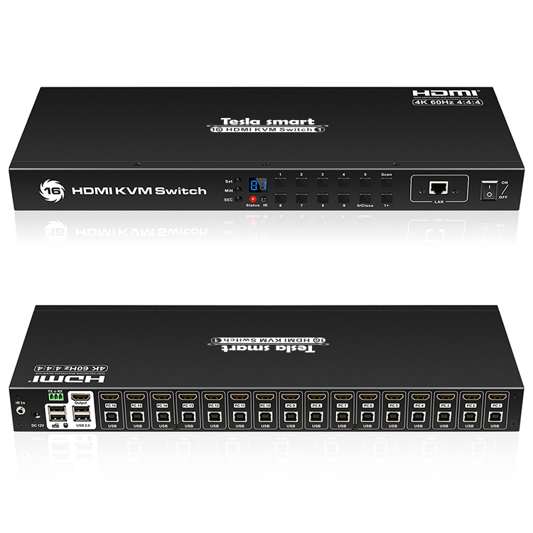 16x1 HDMI KVM переключатель один USB пульт управления 16 шт. EDID эмуляторы hot plug автоматическое переключение hdmi kvm переключатель