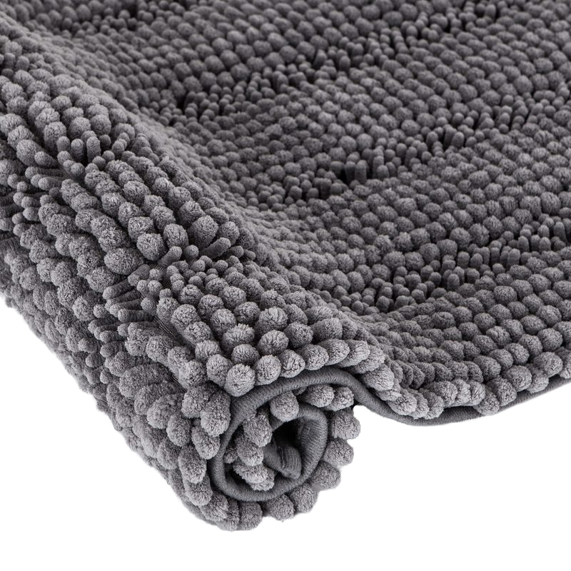Modern Minimalist Microfiber and Rubber Chenille Long Fur Carpet Water Absorbing and Anti-Slip Floor Mat for Home Hotel Bath