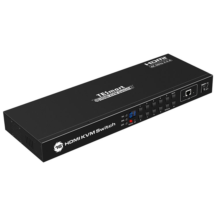 Kvn hdmi 4k 60 16 вход 1 выход 2,0 версия с эмульитаторами EDID HDMI KVM Switch