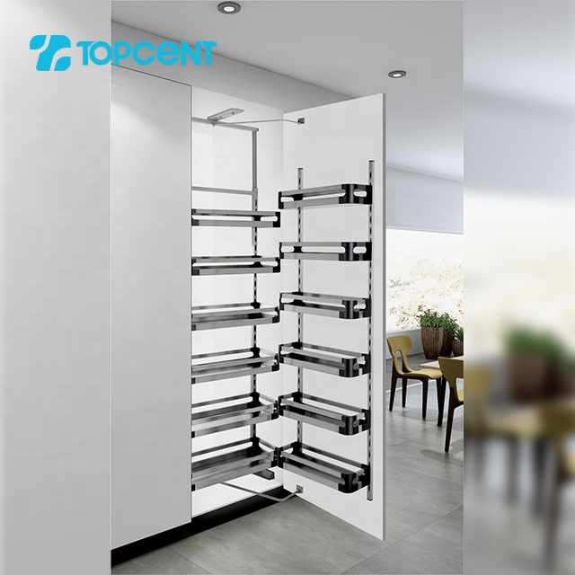 Functional kitchen pantry organizer soft close tandem storage basket unit tall pull out pantry