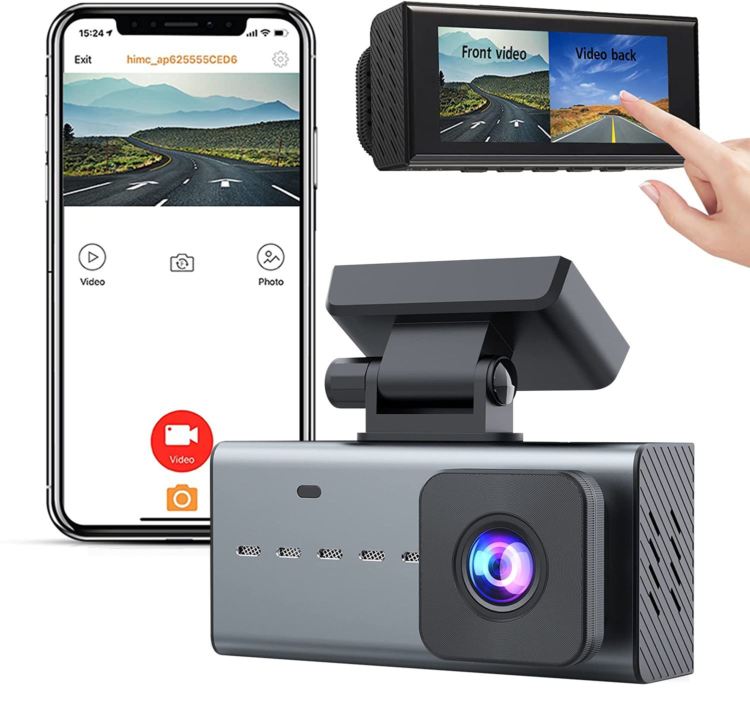 CENZIMO 3,16 дюймовый IPS полноэкранный видеорегистратор Full HD 1080P WIFI + APP рекордер Автомобильный видеорегистратор Камера с задним объективом
