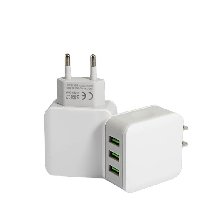 Многопортовый адаптер питания USB 5 В 3 А, быстрая зарядка, умное зарядное устройство IC для путешествий с 3 USB-портами