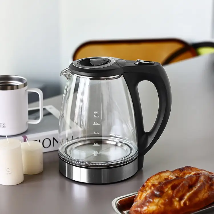 household portable BPA-free glass electric kettles with Stainless Steel Filter and Inner Lid