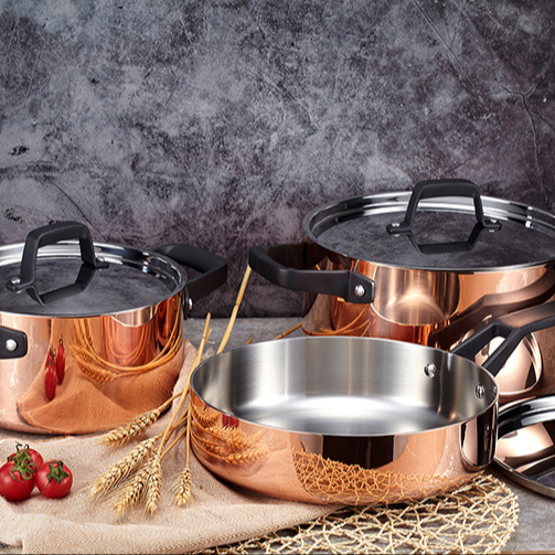 Durable Multi-Layer Pure Copper Cook Ware Pot Set for Home Kitchen Induction Cooker