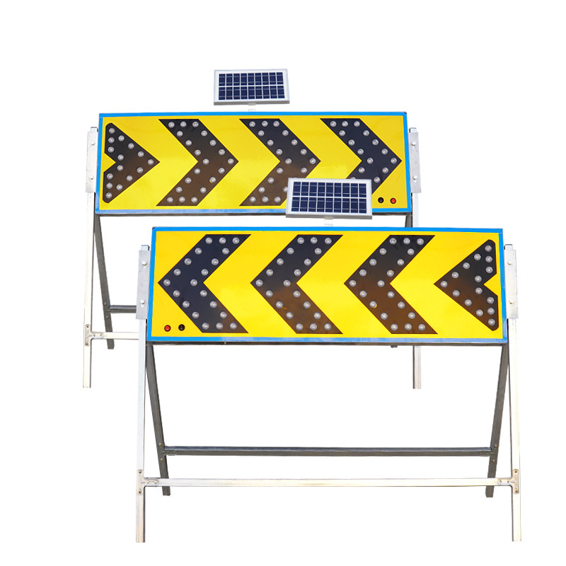 Road safety Aluminum LED portable reflective road signs waterproof traffic warning sign with solar panel accept custom