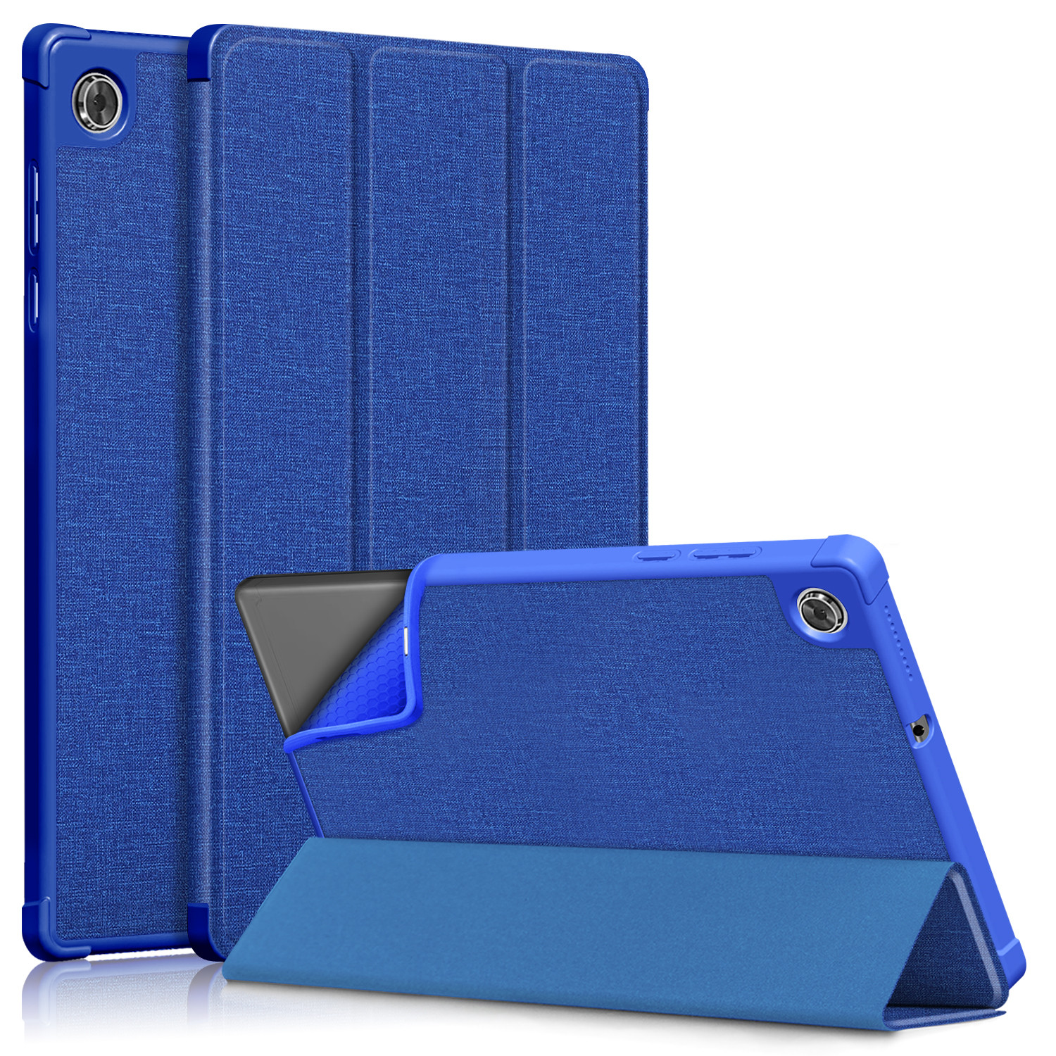 For Lenovo Tab M10 HD 2nd Gen TB-X306 10.1inch TPU Cotton Cloth Pattern Tablet Cover PU Leather Tri-Fold Bracket 2gen X306 Case