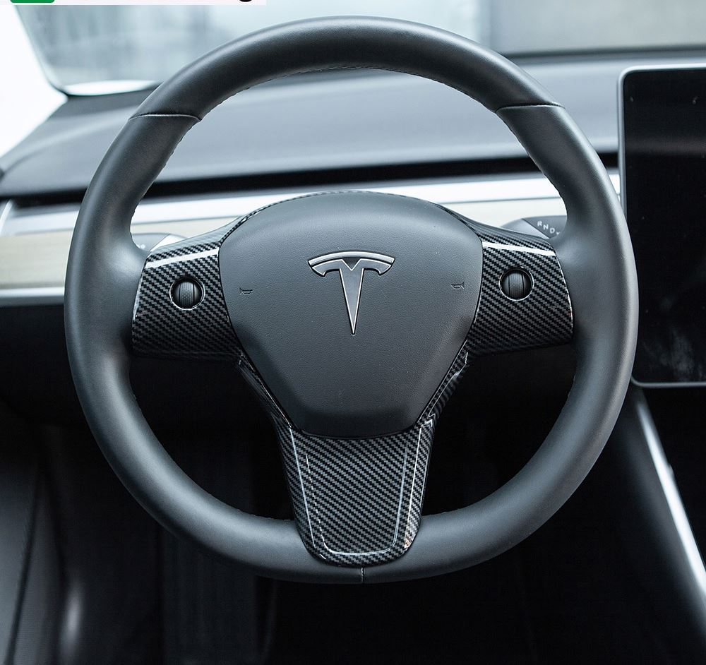 Декоративная нашивка на руль автомобиля Tesla Model 3 2017-2021, ABS, углеродное волокно, декоративные аксессуары Model3 Three