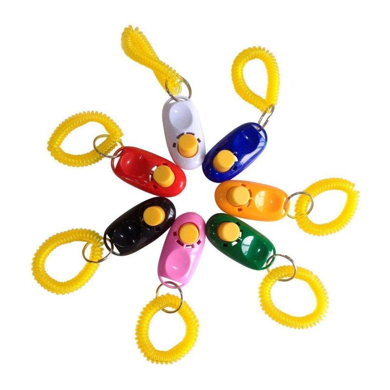 OEM Support Custom Logo Multi Color Pet Dog Training Clicker with Spring Bracelet