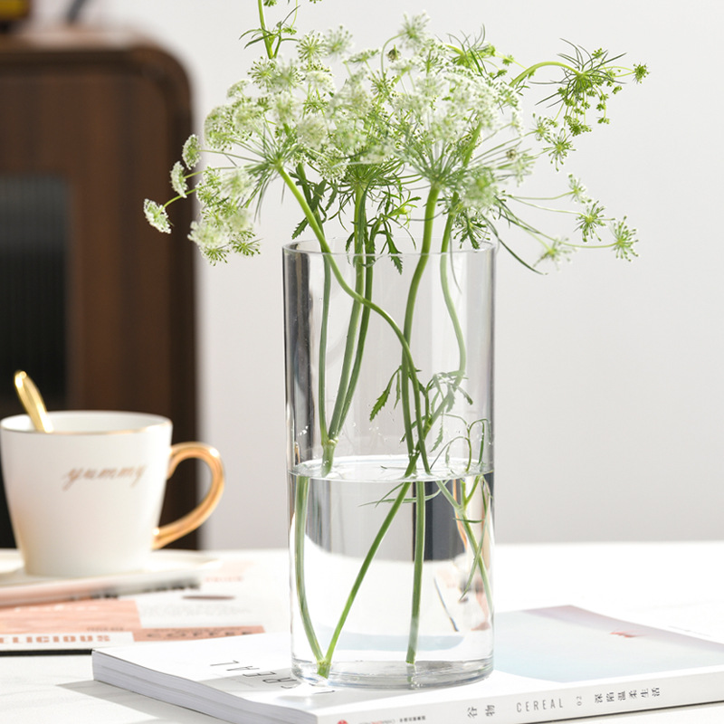 Glass Cylinder Modern Simple Elegant Vase Flowers Glass Vase Wedding Centerpiece Clear Table Luxury Vases For Home Decor