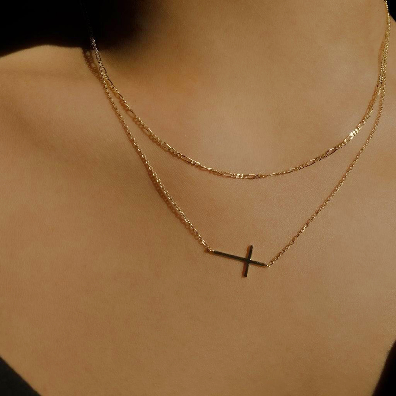 100% 925 стерлингового серебра изящный Потрясающие Минимальный нежный Cross поперечный крошечные тонкая цепочка для женщин Женские Простые Модные ожерелье