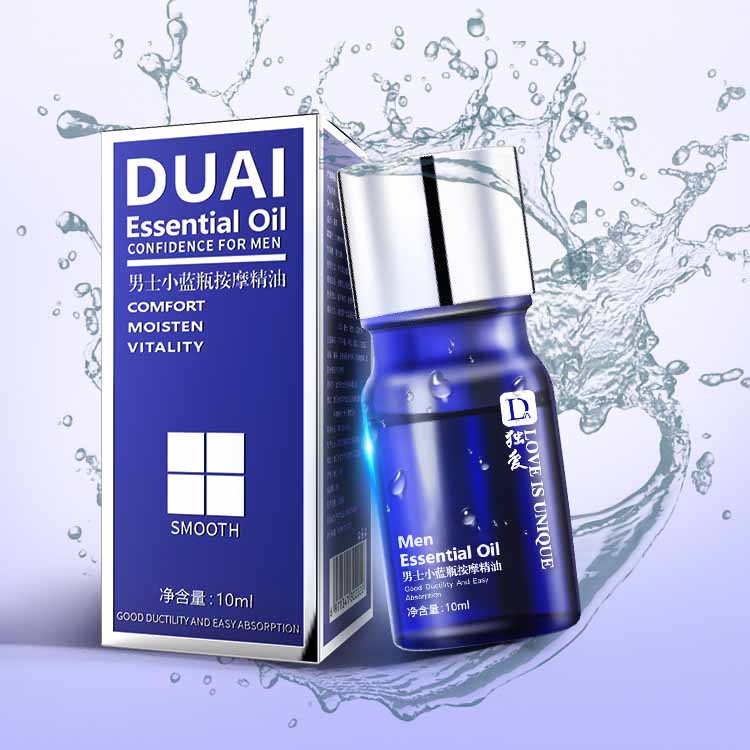 private label Men's small blue bottle 10ml penile care repair solution massage essential oil