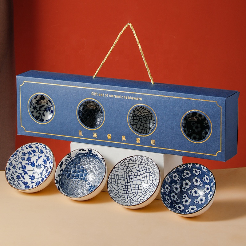 4.5inch Modern Ceramic Bowls Set Japanese Style Porcelain Bowl Set Rice Bowl For Gift Christmas
