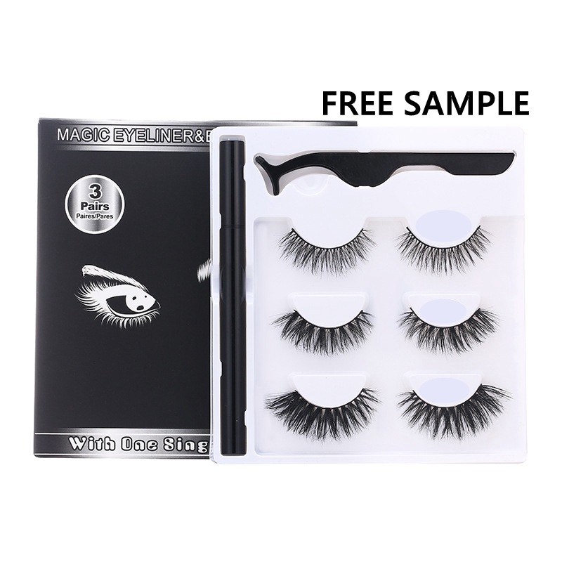 6 pairs 3D 5D Cheap Magnetic Eyelashes 2 eyeliners Kit Magnet Lashes Magnetic Eyeliner Makeup Tweezers 5 Magnet eyelash